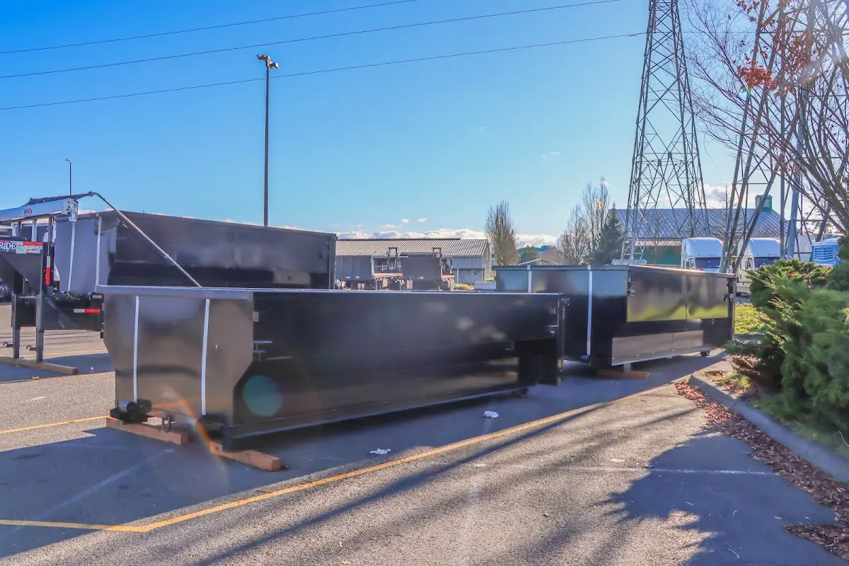 Roll-off dumpster ready for waste disposal at job site for Concrete Dumpster Rental in Satellite Beach